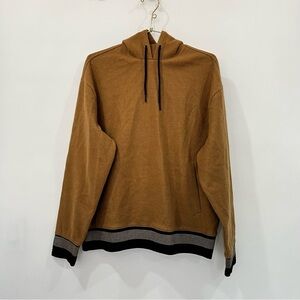 Express Camel Brown Hoodie Size Medium Fleece Kangaroo Pocket Long Sleeve